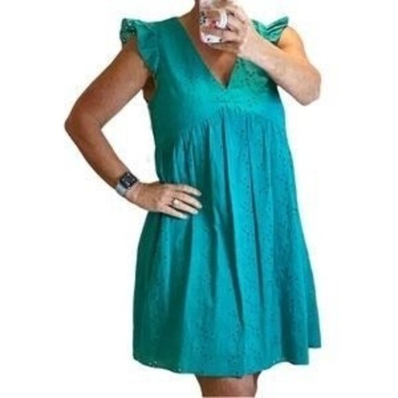 Andree by Unit Aimee Eyelet Dress - Teal Color - Size Small NWT - Picture 1 of 8